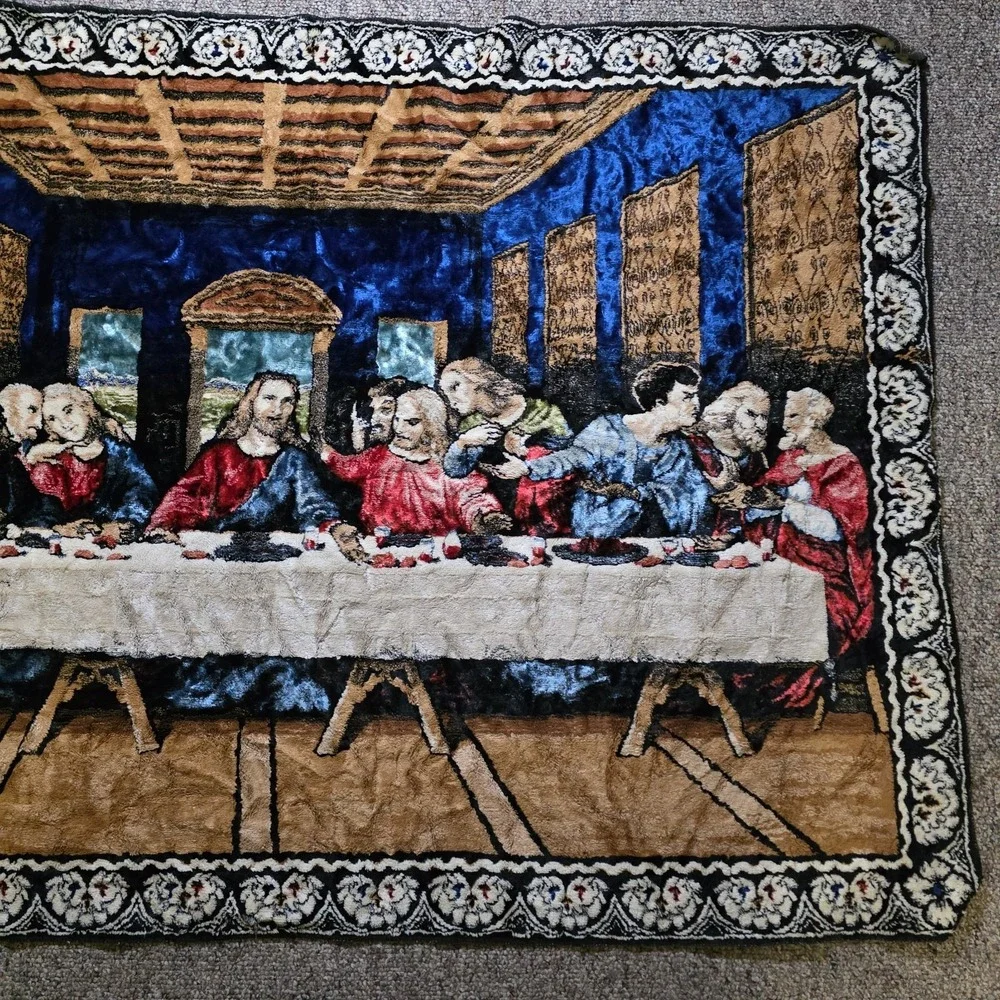 The Last Supper Vintage 60s Wall Hanging TAPESTRY Rug 47